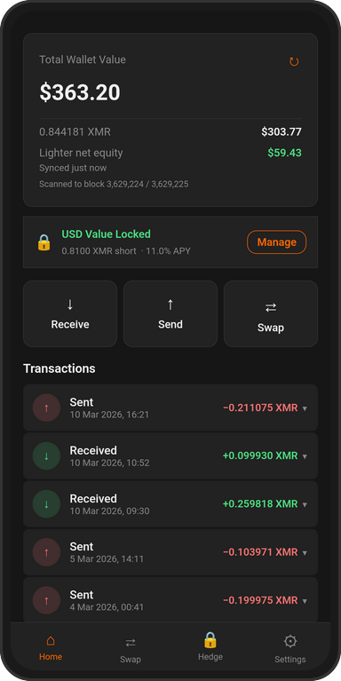 Wallet home screen